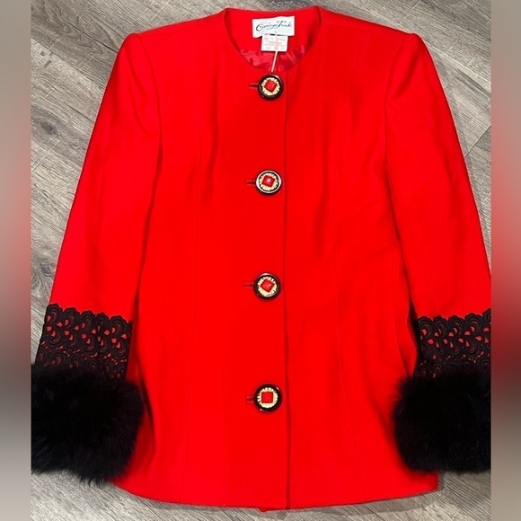 VTG Vintage Carriage Trade Size 8 100% Wool Made in Canada Carlaine Red Coat - Picture 3 of 10